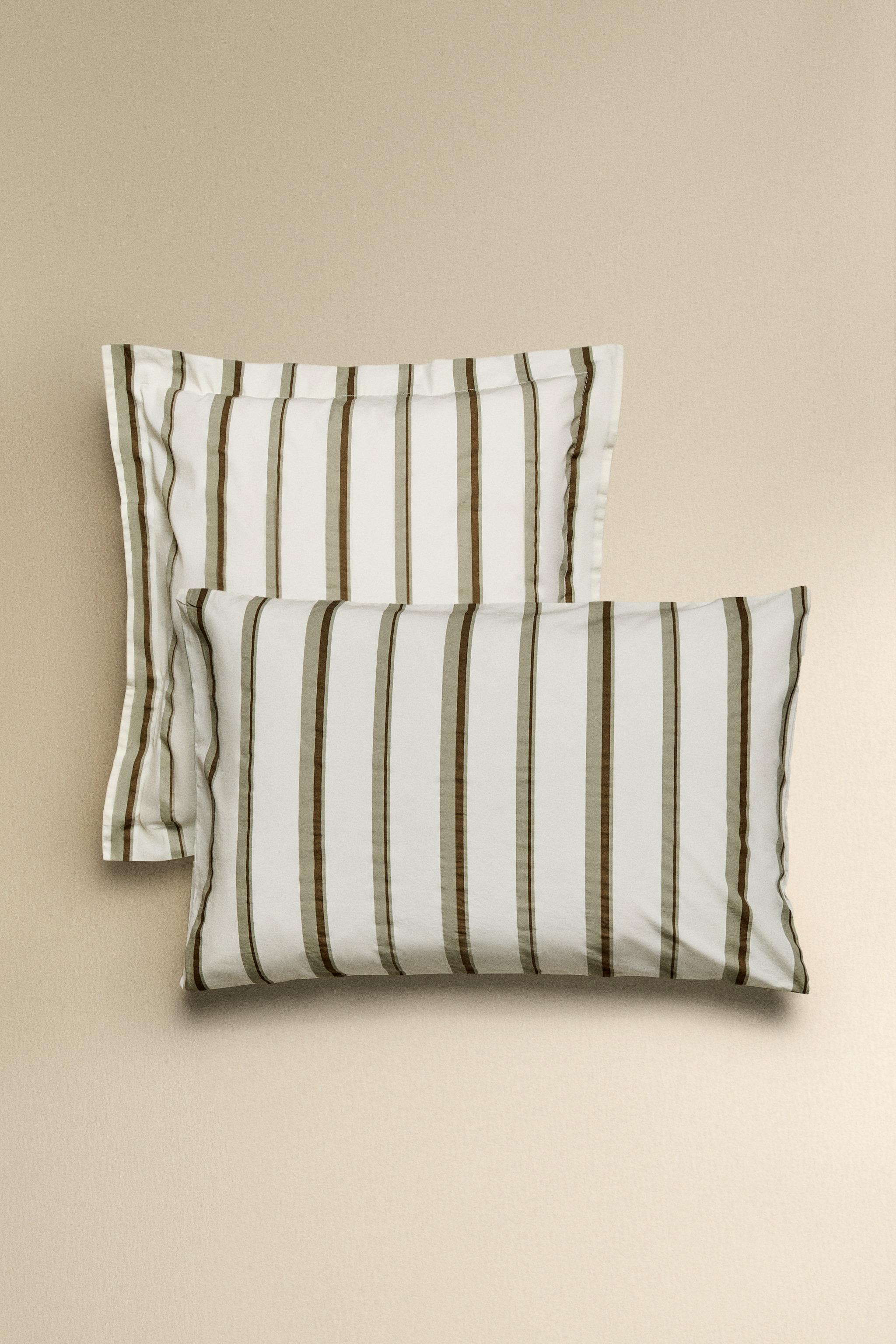 PERCALE COTTON PILLOWCASE WITH STRIPES (300 THREAD COUNT)